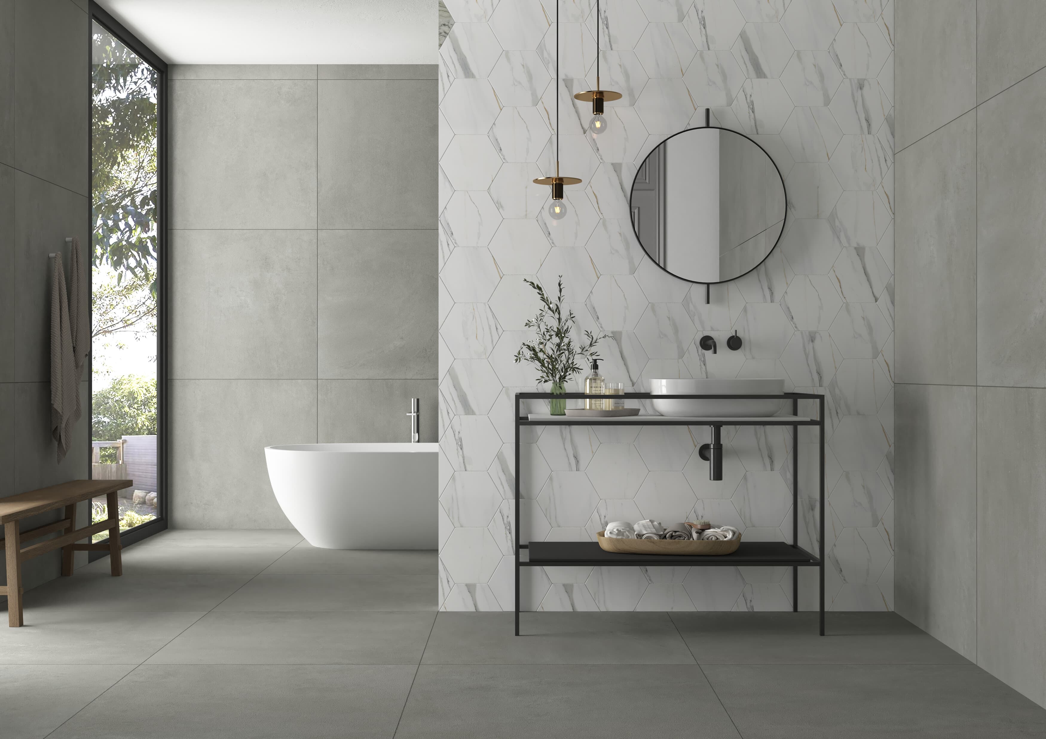 Luxury bathroom renovation with premium tiling